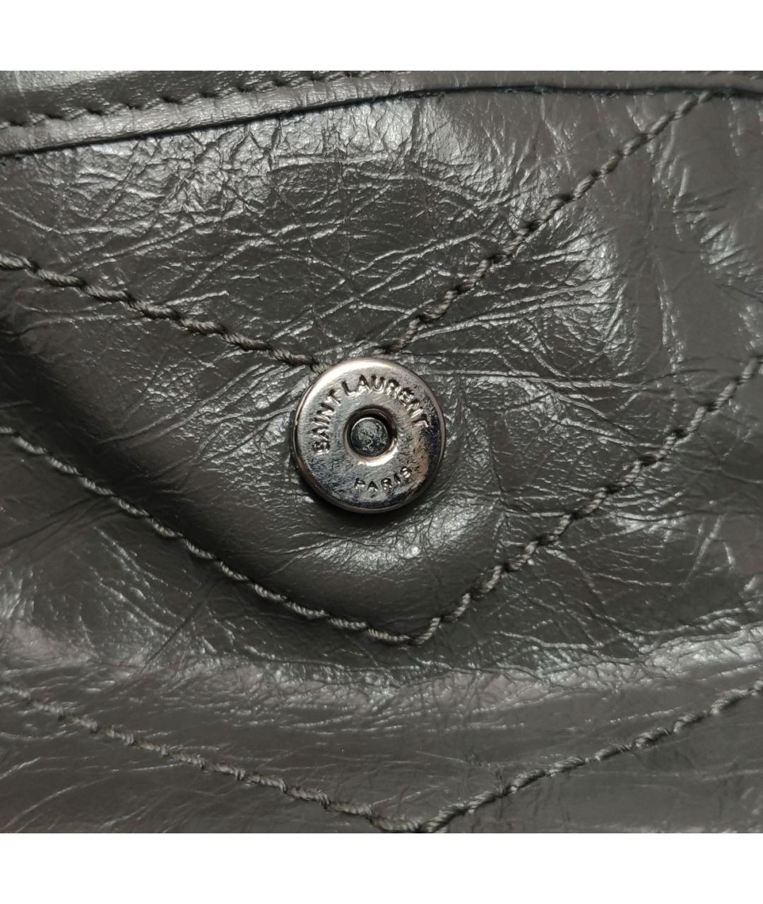 SAINT LAURENT Антрацитовая кожаная сумка через плечо, фото 7