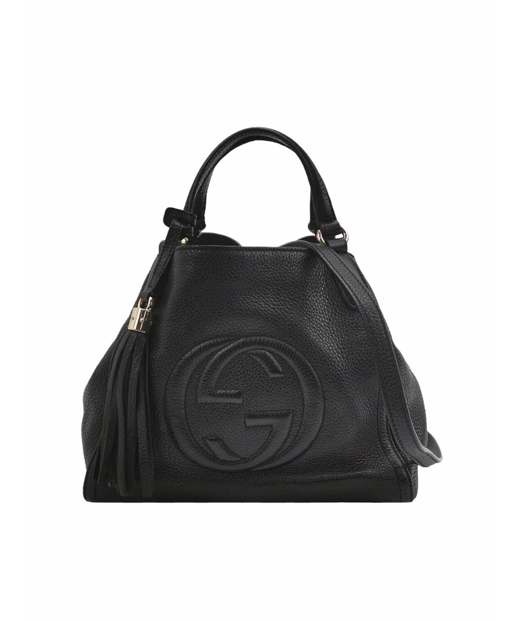 GUCCI Черная кожаная сумка тоут, фото 1