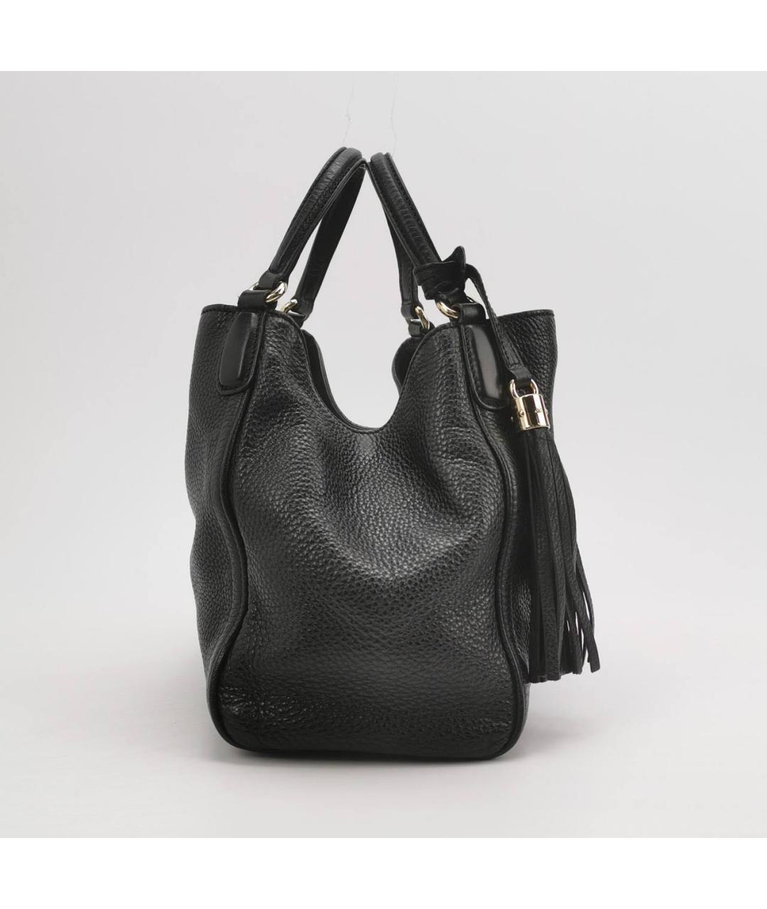 GUCCI Черная кожаная сумка тоут, фото 3