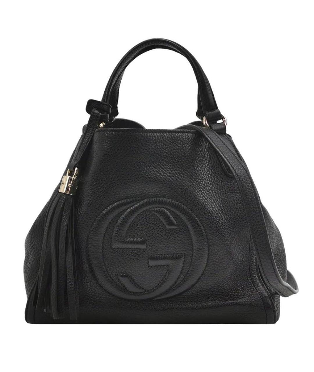 GUCCI Черная кожаная сумка тоут, фото 9