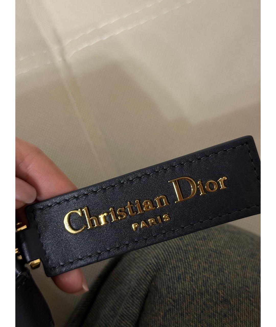 CHRISTIAN DIOR Темно-синяя жаккардовая сумка с короткими ручками, фото 7