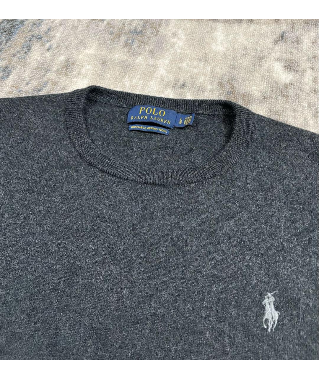 POLO RALPH LAUREN Антрацитовый шерстяной джемпер / свитер, фото 3