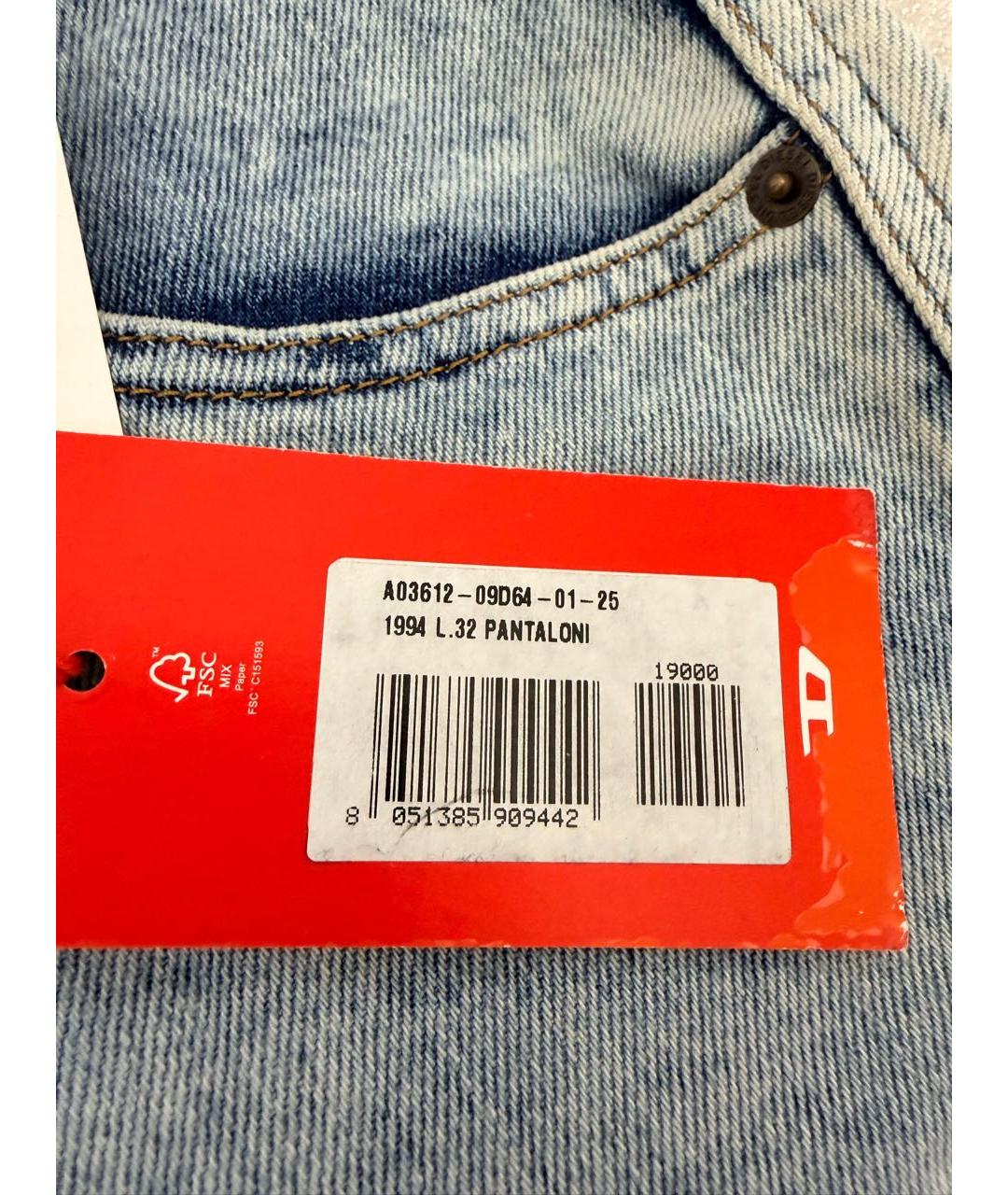 DIESEL Голубые хлопковые джинсы слим, фото 6