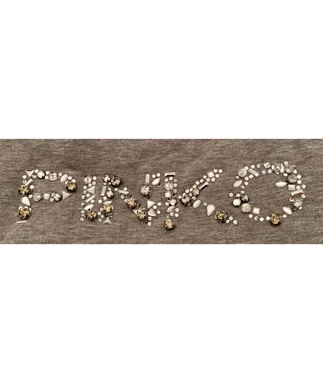 PINKO Серая хлопковая сумка с короткими ручками, фото 3