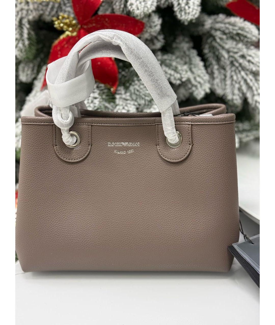 EMPORIO ARMANI Бежевая сумка тоут из искусственной кожи, фото 7