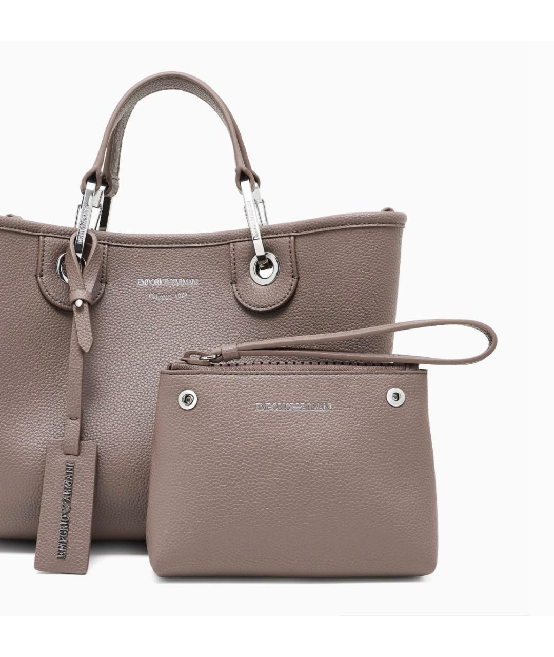 EMPORIO ARMANI Бежевая сумка тоут из искусственной кожи, фото 3