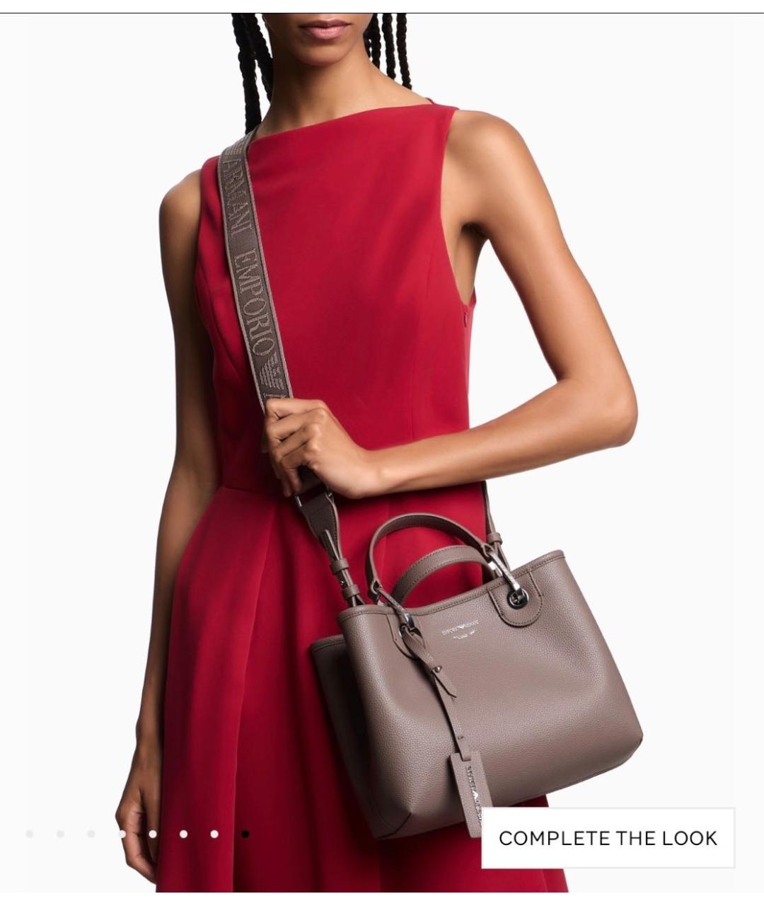 EMPORIO ARMANI Бежевая сумка тоут из искусственной кожи, фото 6