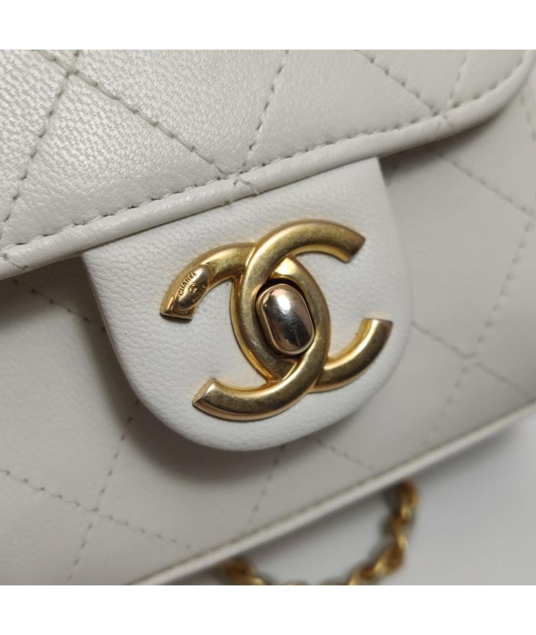 CHANEL Белая кожаная сумка через плечо, фото 7