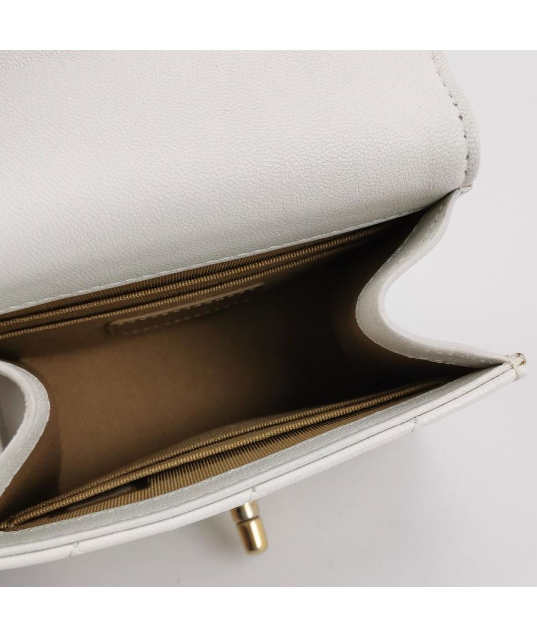 CHANEL Белая кожаная сумка через плечо, фото 6