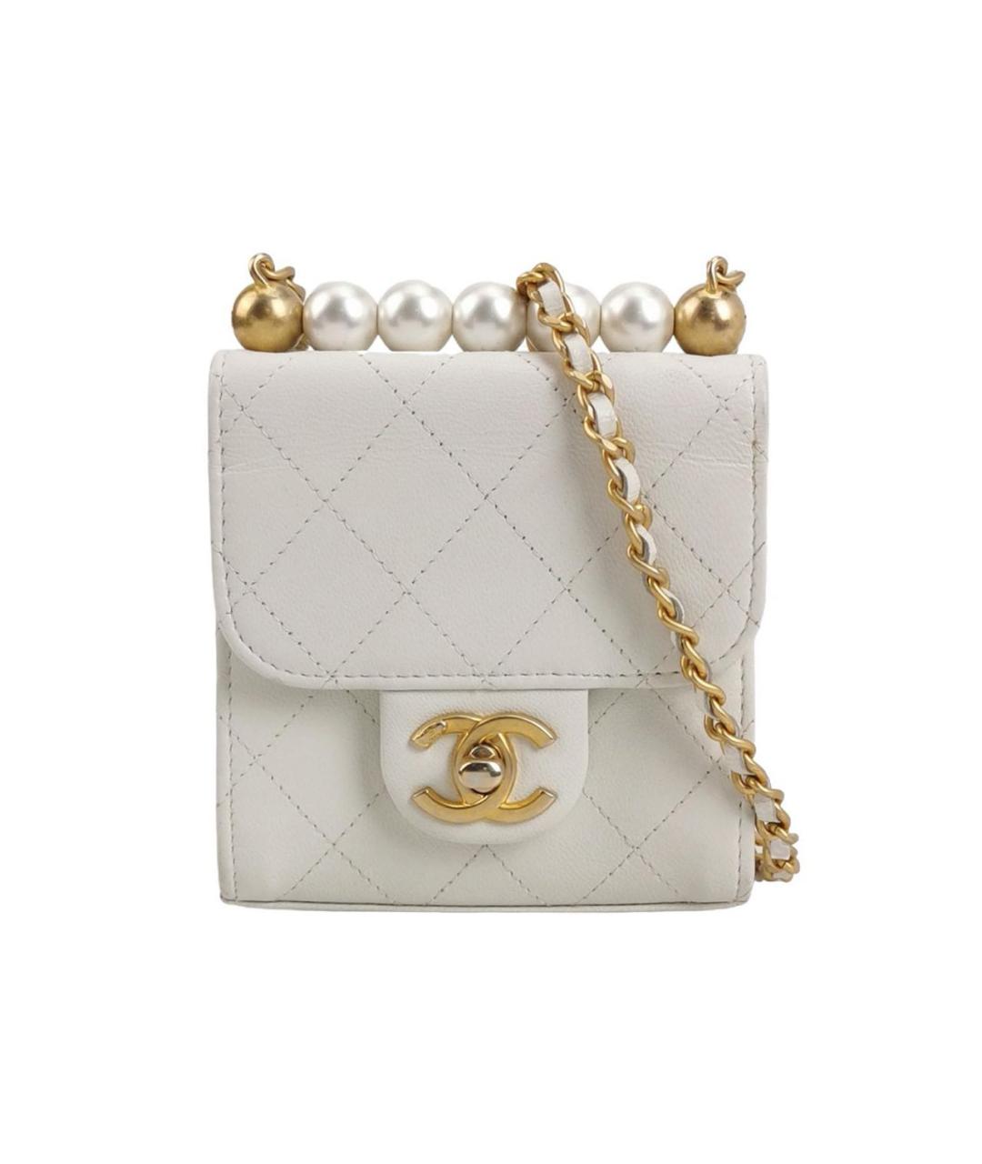 CHANEL Белая кожаная сумка через плечо, фото 9