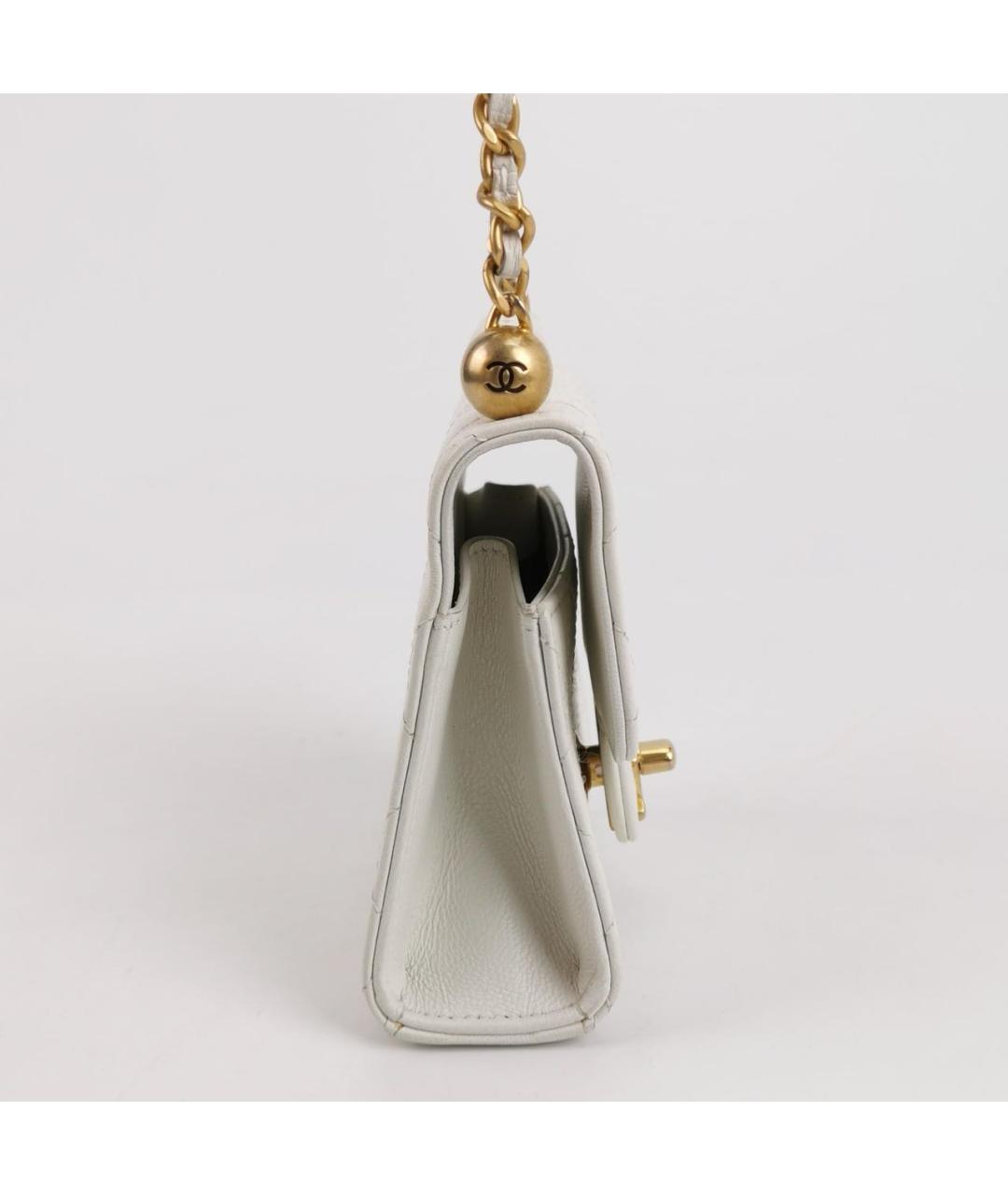 CHANEL Белая кожаная сумка через плечо, фото 3