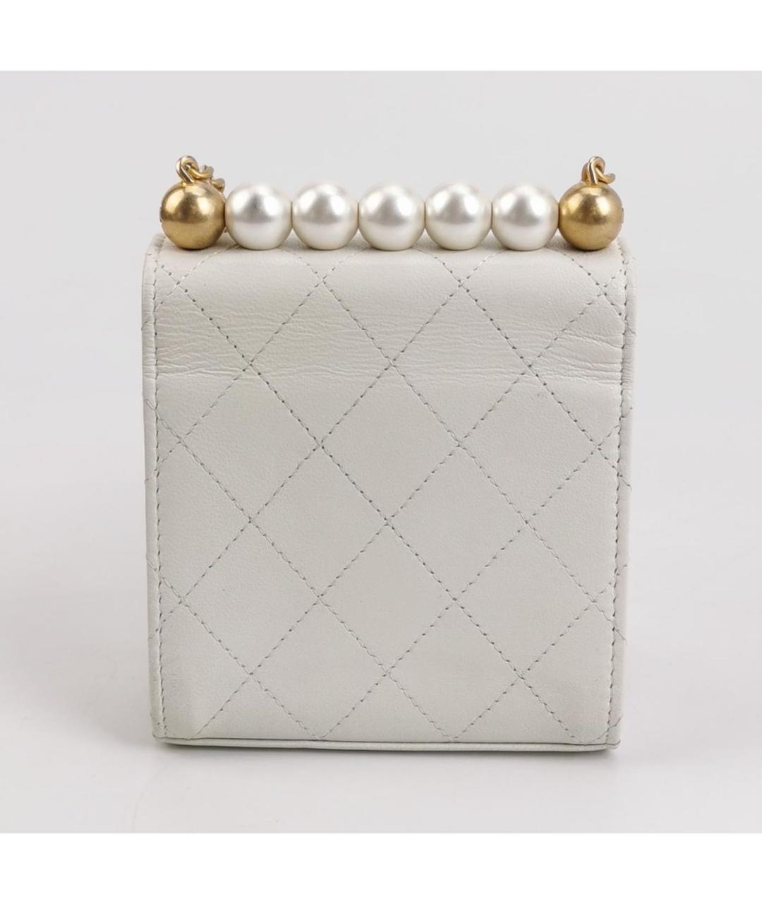 CHANEL Белая кожаная сумка через плечо, фото 4