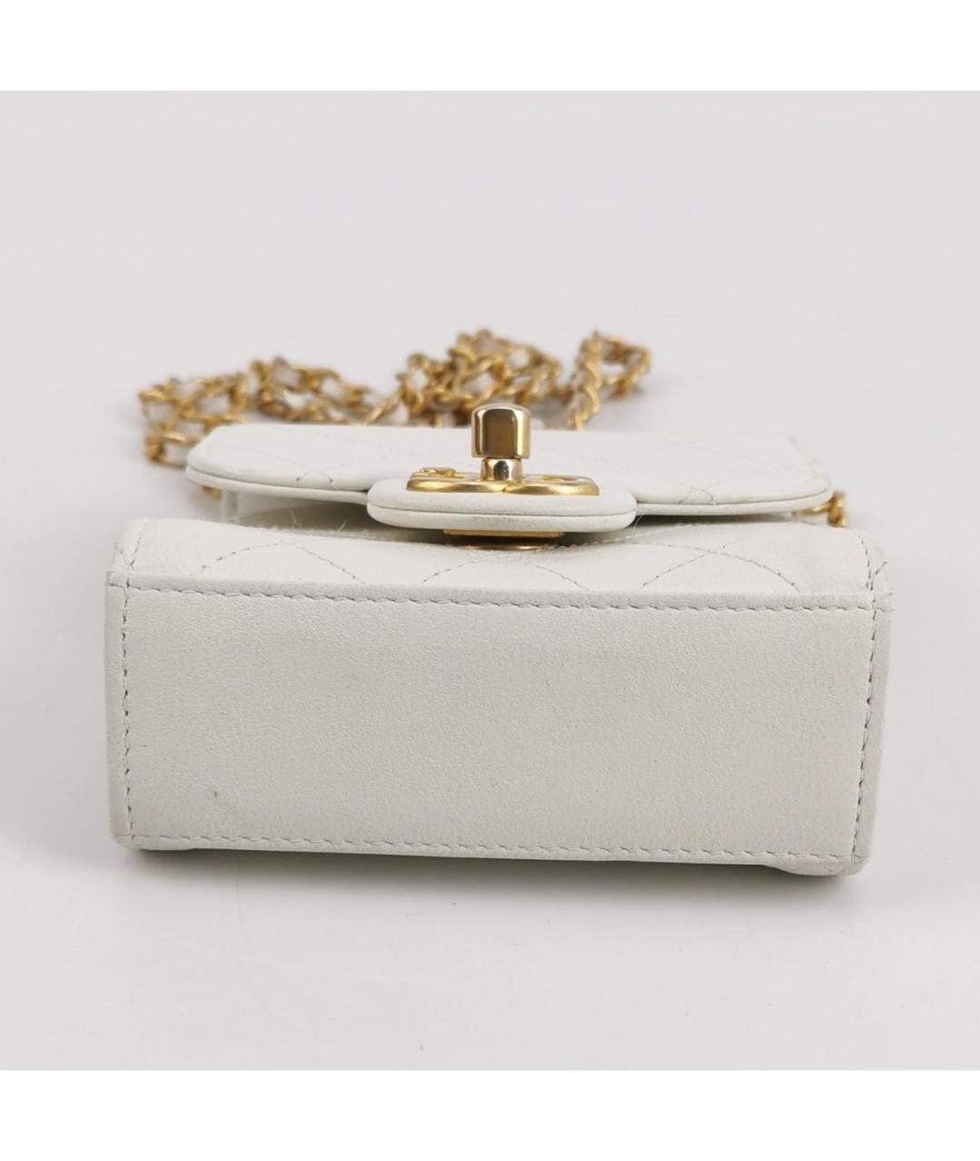 CHANEL Белая кожаная сумка через плечо, фото 5