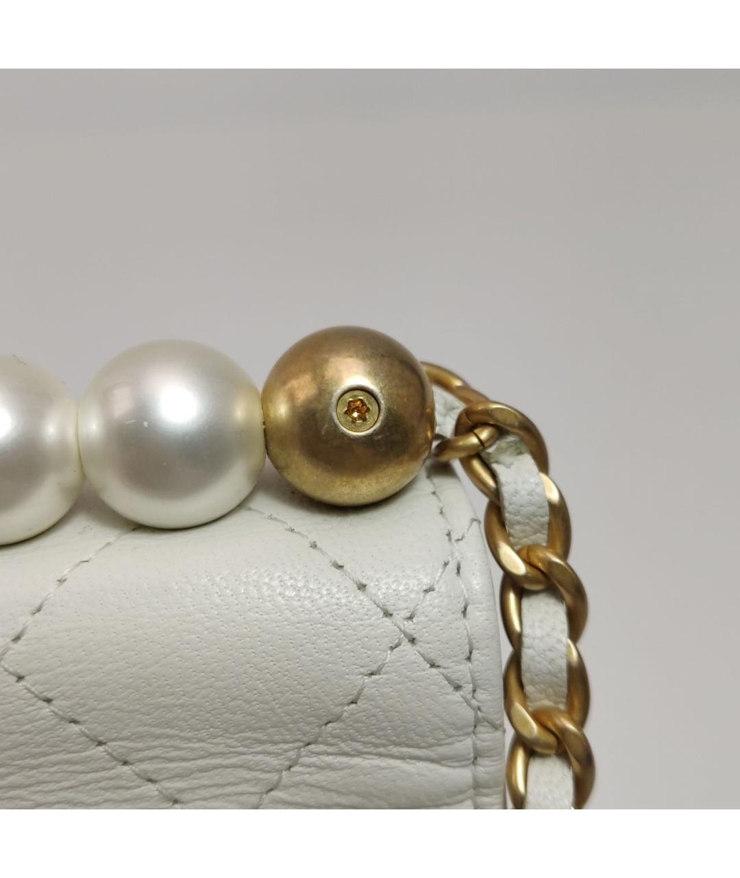 CHANEL Белая кожаная сумка через плечо, фото 8