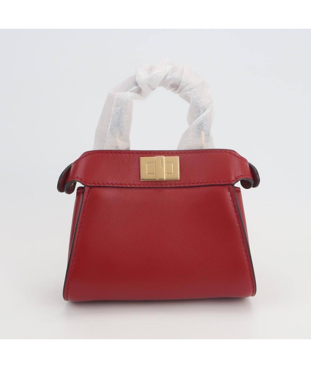 FENDI Красная кожаная сумка с короткими ручками, фото 4