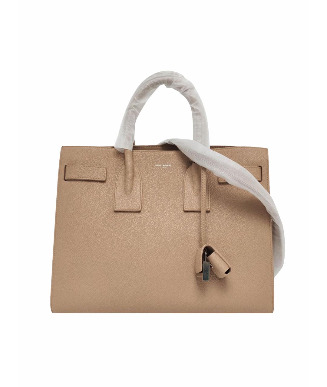 SAINT LAURENT Бежевая кожаная сумка тоут, фото 1
