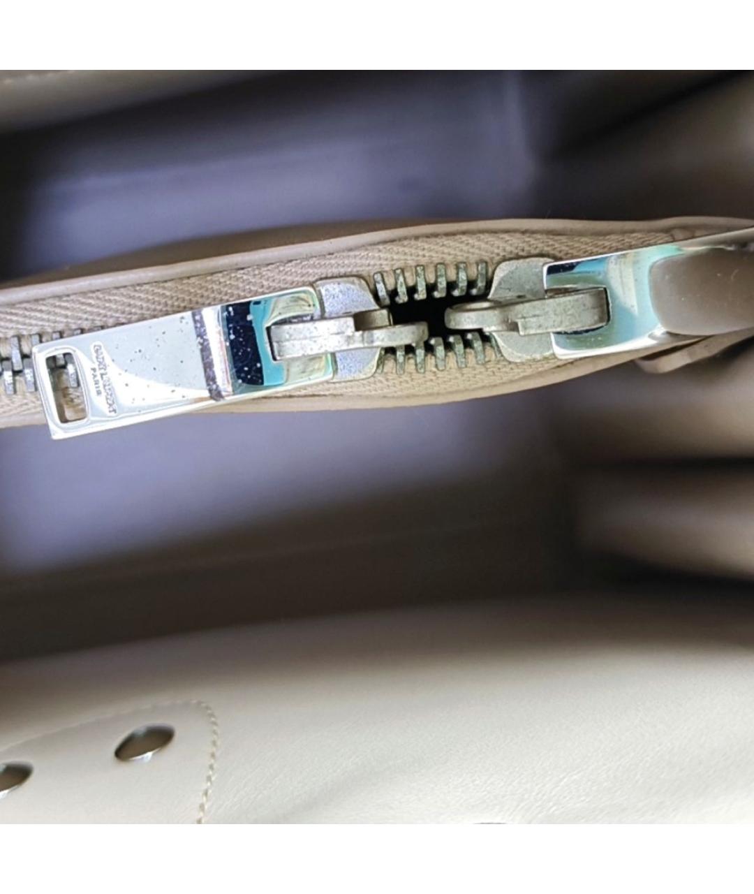 SAINT LAURENT Бежевая кожаная сумка тоут, фото 8