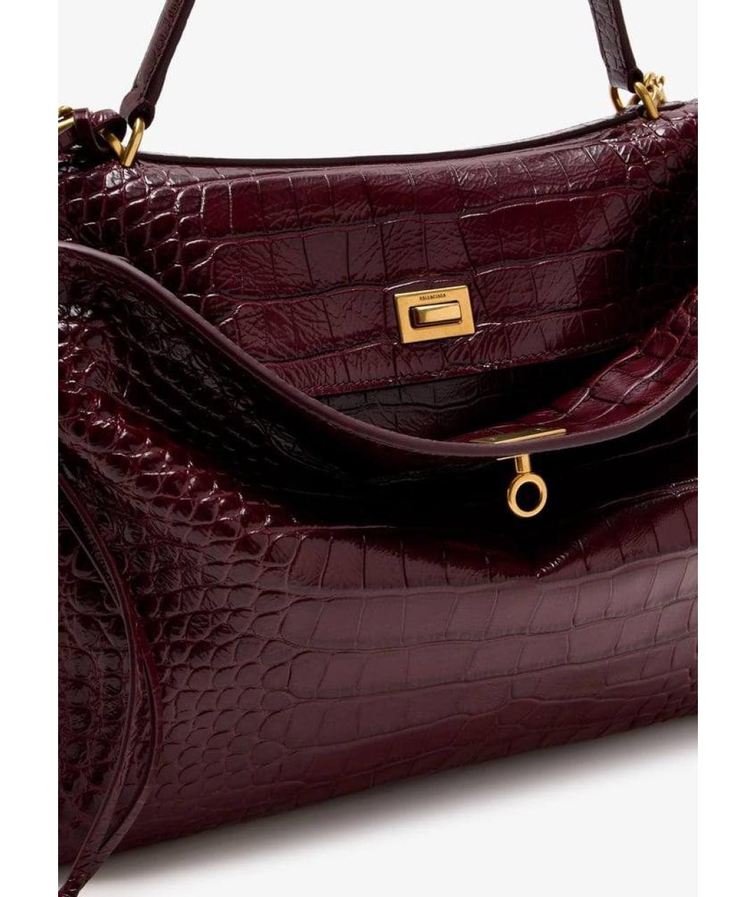 BALENCIAGA Бордовая кожаная сумка через плечо, фото 3