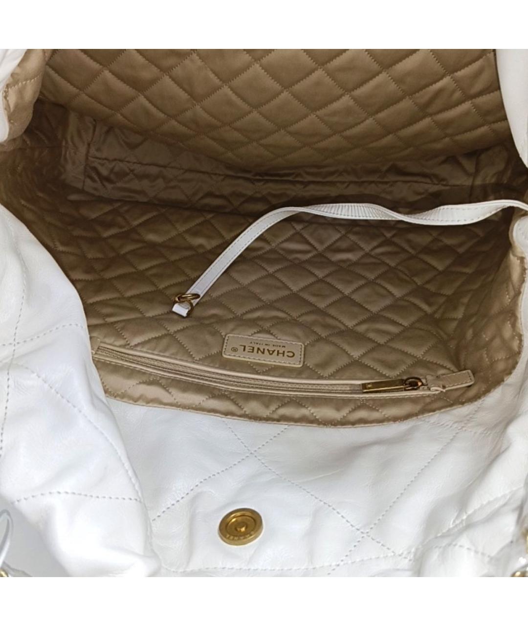 CHANEL Белая кожаная сумка тоут, фото 6