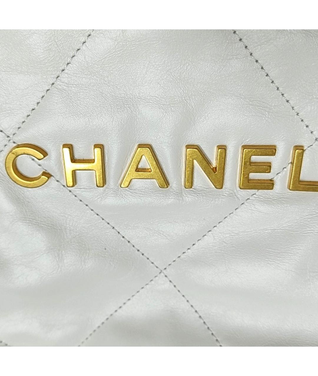 CHANEL Белая кожаная сумка тоут, фото 8