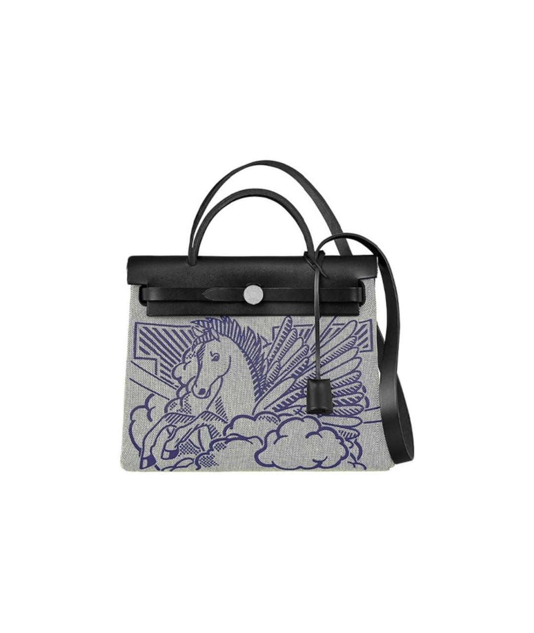 HERMES Серая тканевая сумка через плечо, фото 9