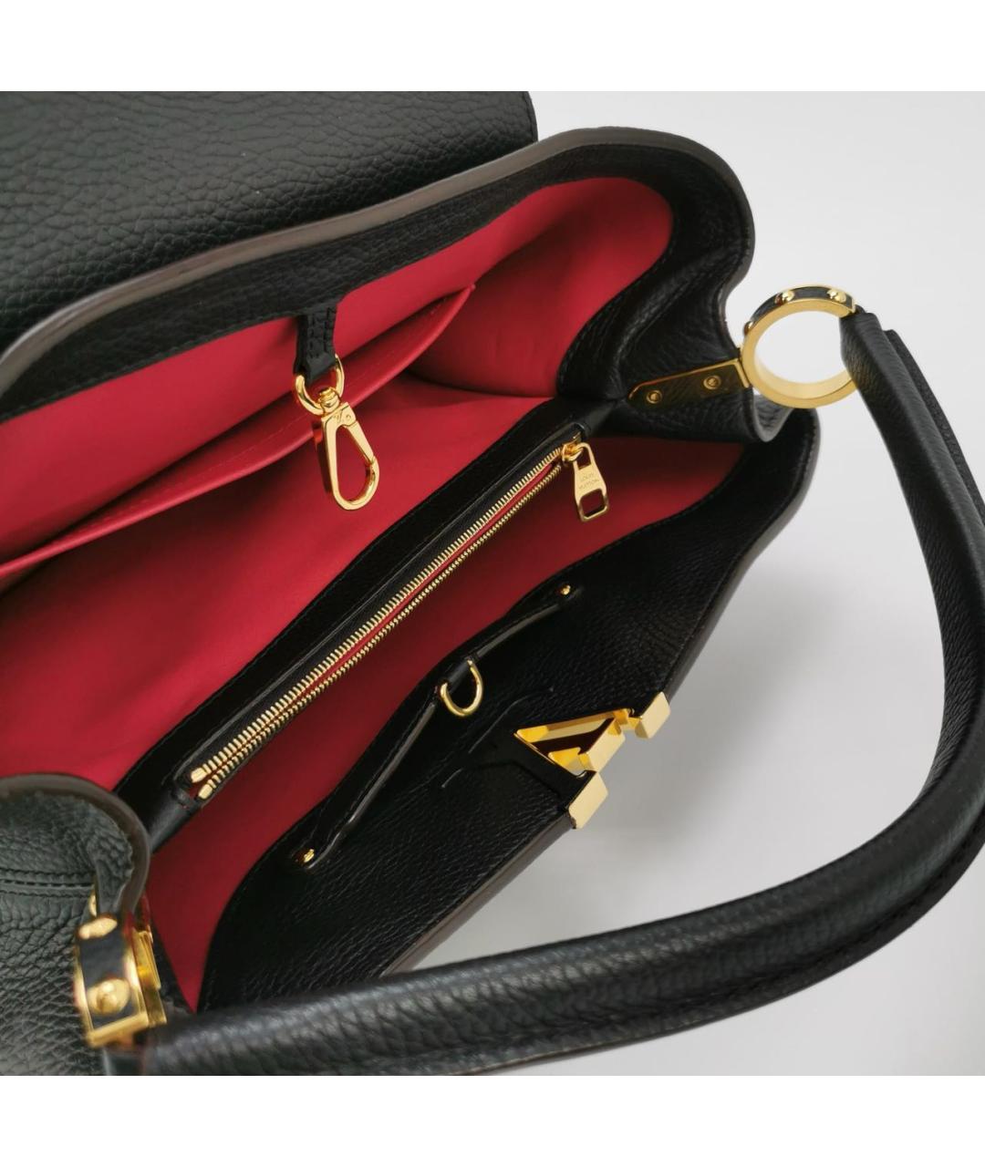 LOUIS VUITTON Черная кожаная сумка через плечо, фото 6