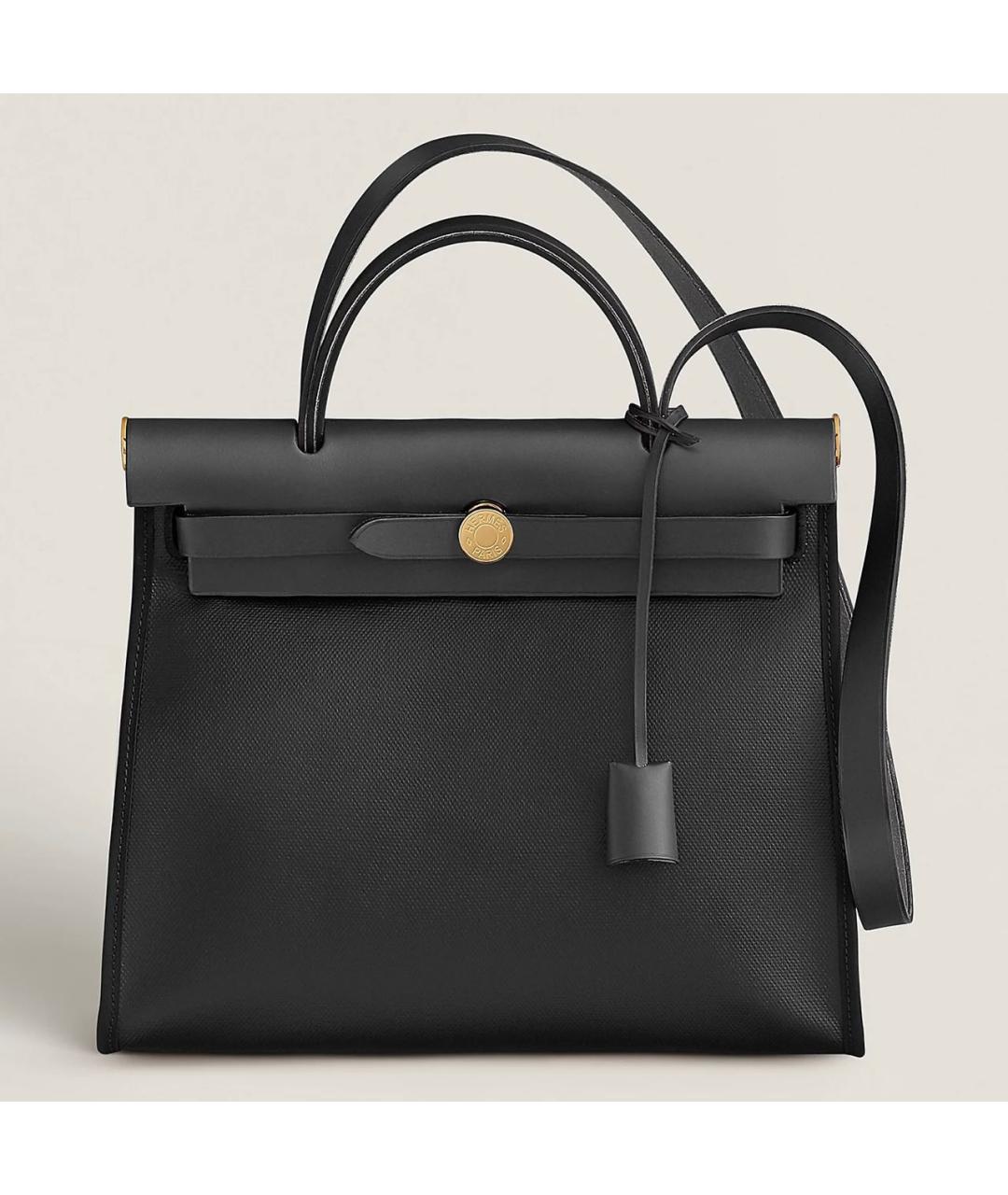 HERMES Черная кожаная сумка с короткими ручками, фото 9