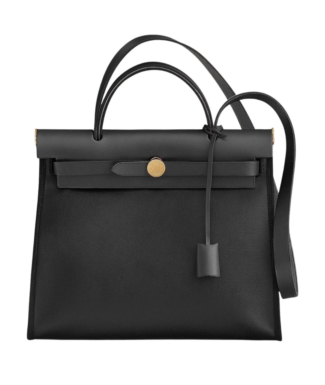 HERMES Черная кожаная сумка с короткими ручками, фото 1