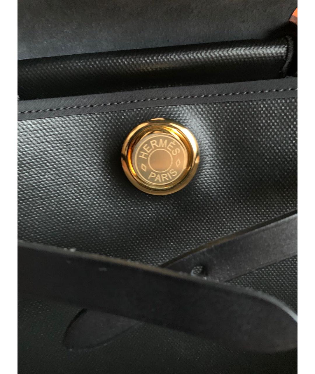 HERMES Черная кожаная сумка с короткими ручками, фото 6