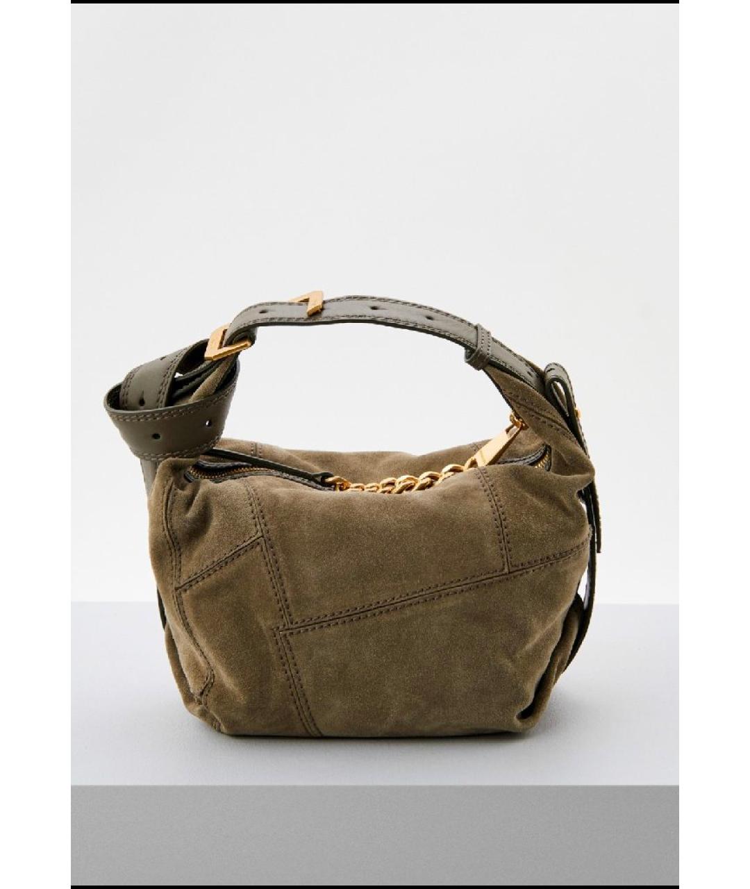 ZADIG & VOLTAIRE Хаки замшевая сумка через плечо, фото 7