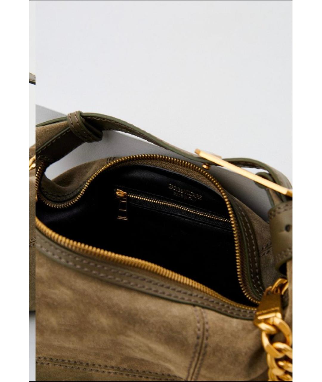 ZADIG & VOLTAIRE Хаки замшевая сумка через плечо, фото 4
