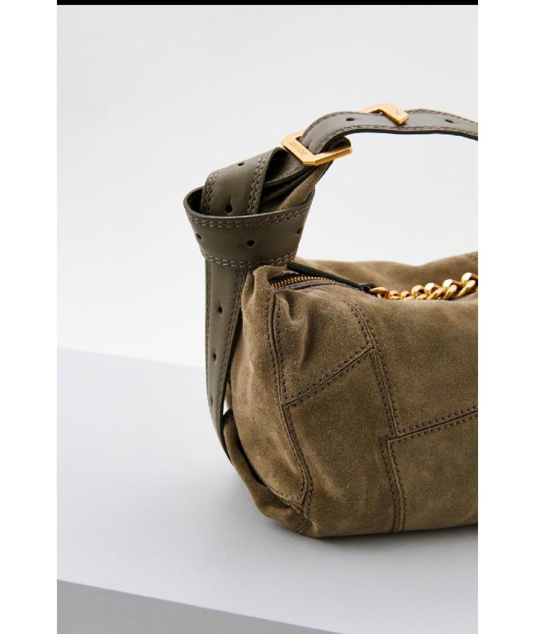 ZADIG & VOLTAIRE Хаки замшевая сумка через плечо, фото 3