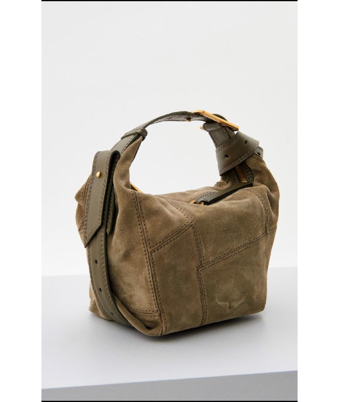 ZADIG & VOLTAIRE Хаки замшевая сумка через плечо, фото 2