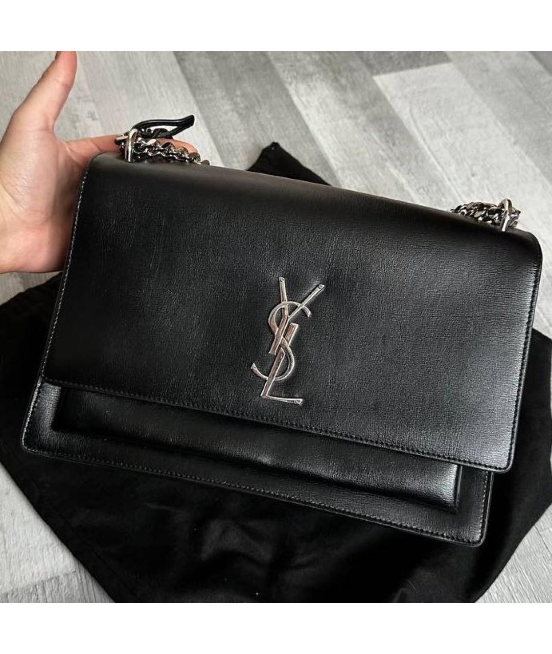 SAINT LAURENT Черная кожаная сумка через плечо, фото 6