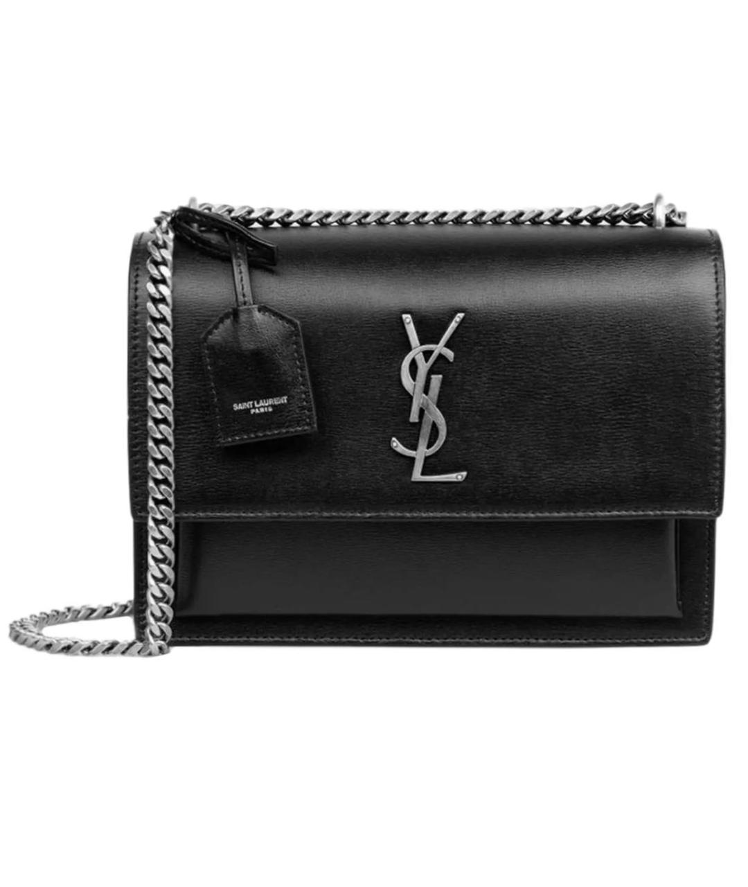 SAINT LAURENT Черная кожаная сумка через плечо, фото 9