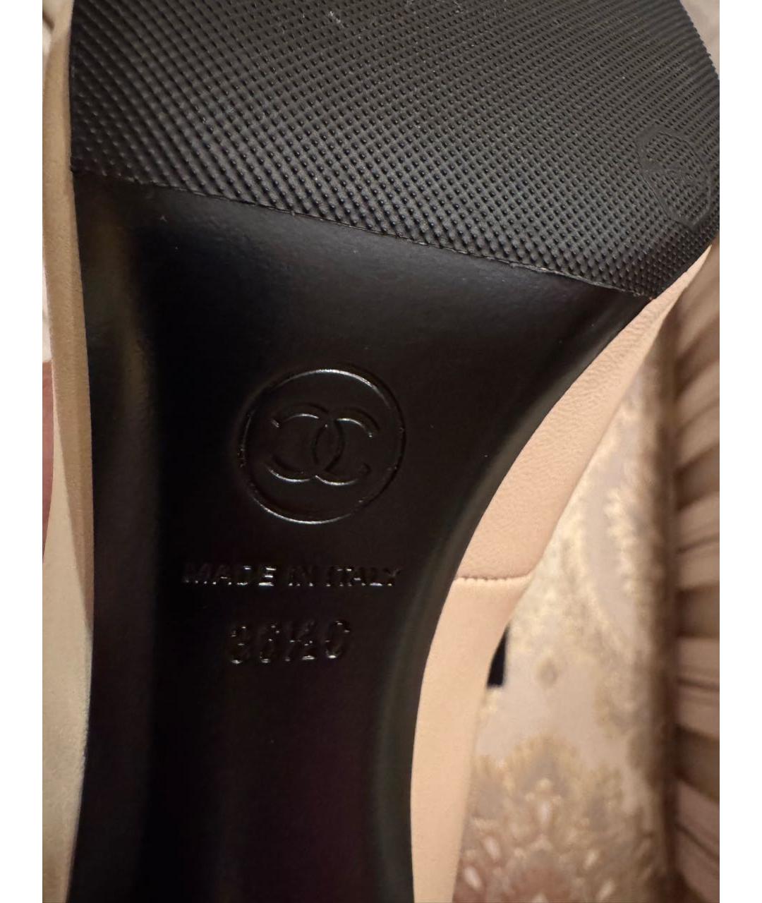 CHANEL Бежевые кожаные ботильоны, фото 4