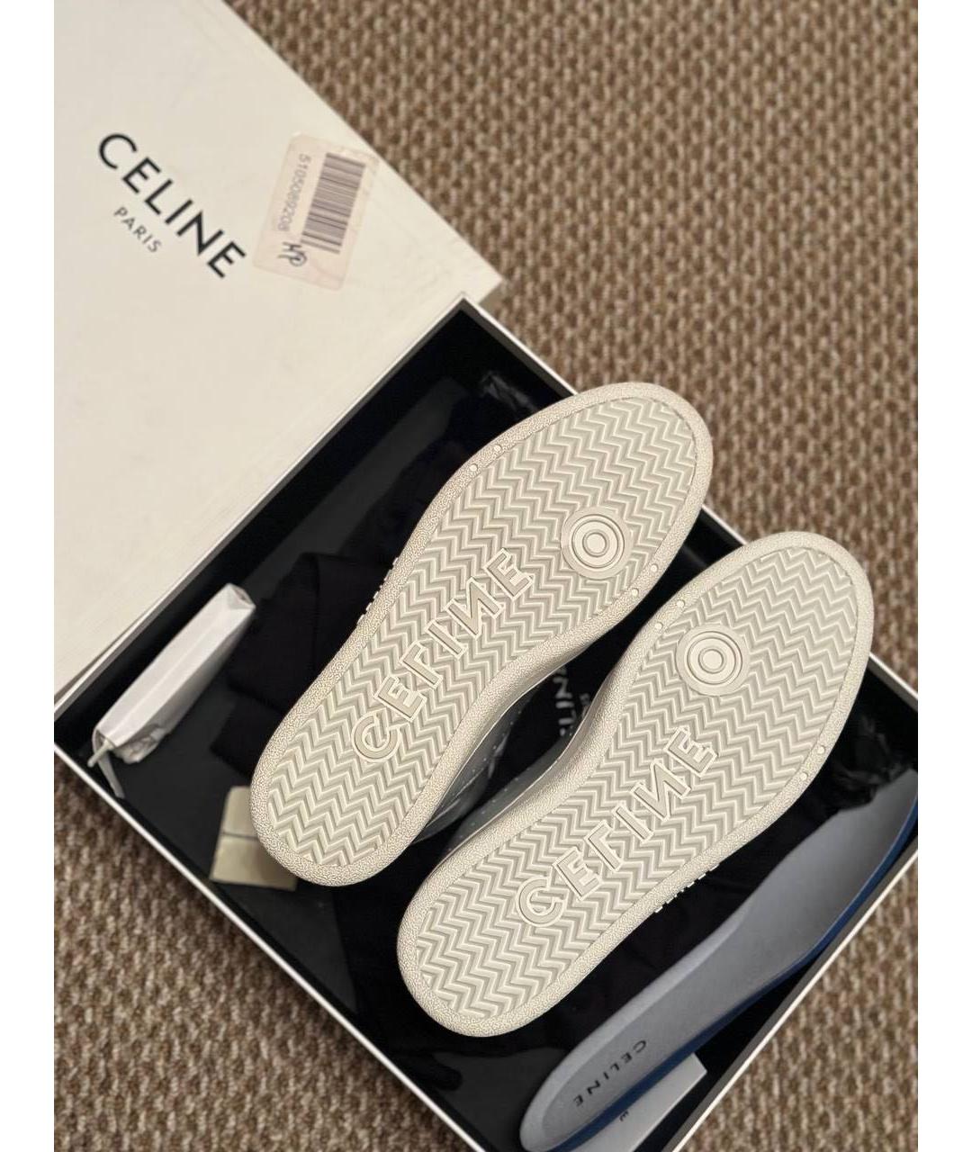CELINE Серебряные кожаные высокие кроссовки / кеды, фото 7
