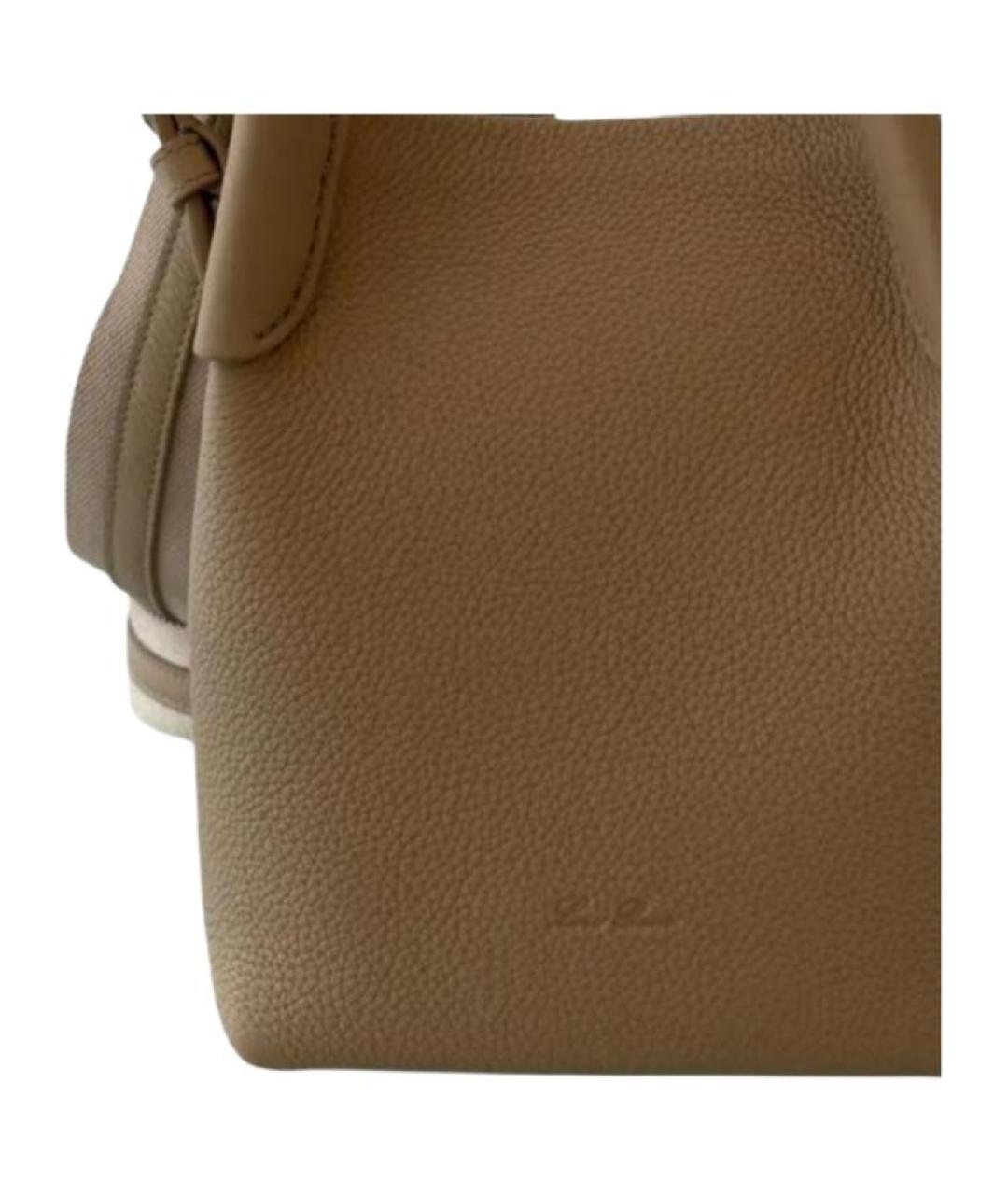 LORO PIANA Коричневая кожаная сумка через плечо, фото 2