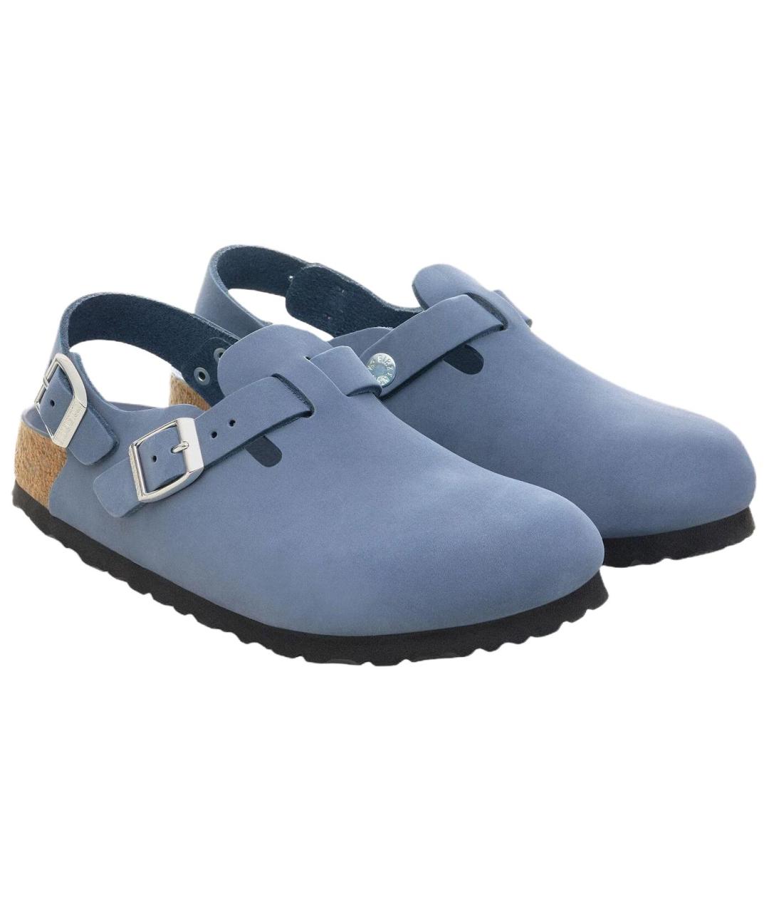 BIRKENSTOCK Синие нубуковые мюли, фото 3