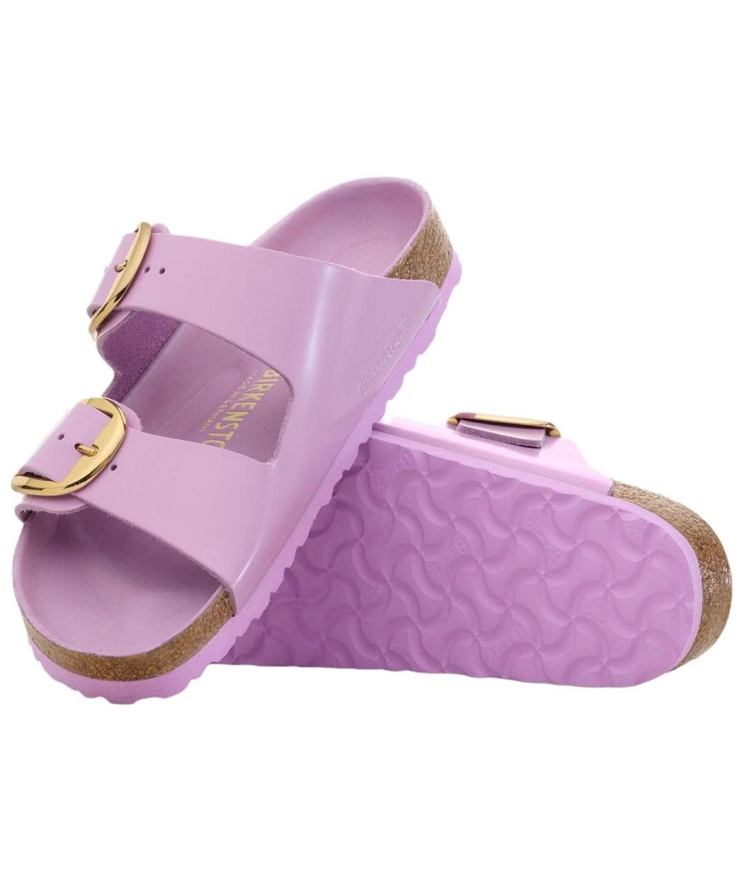 BIRKENSTOCK Фиолетовые кожаные шлепанцы, фото 5