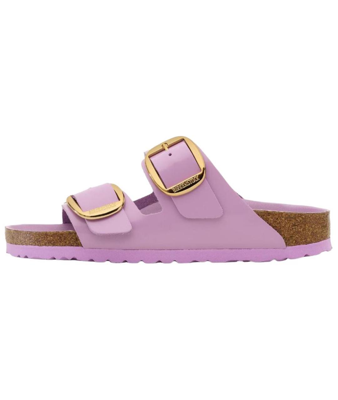 BIRKENSTOCK Фиолетовые кожаные шлепанцы, фото 6