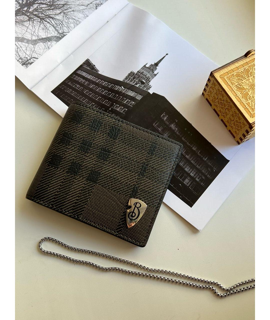 BURBERRY Хаки кожаный кошелек, фото 6