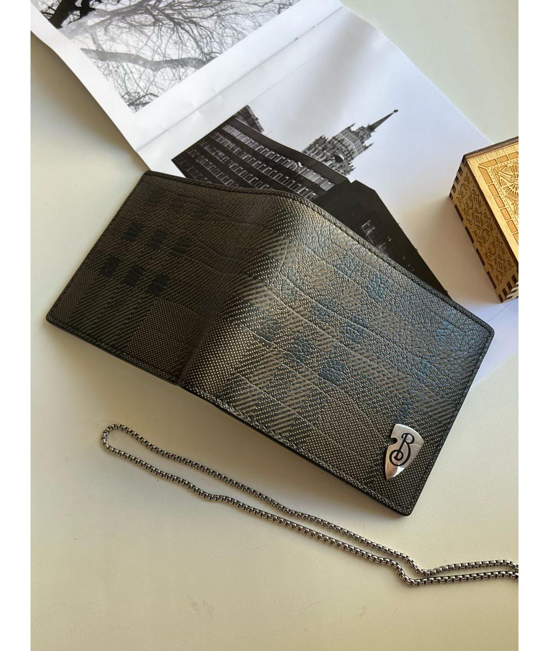 BURBERRY Хаки кожаный кошелек, фото 2