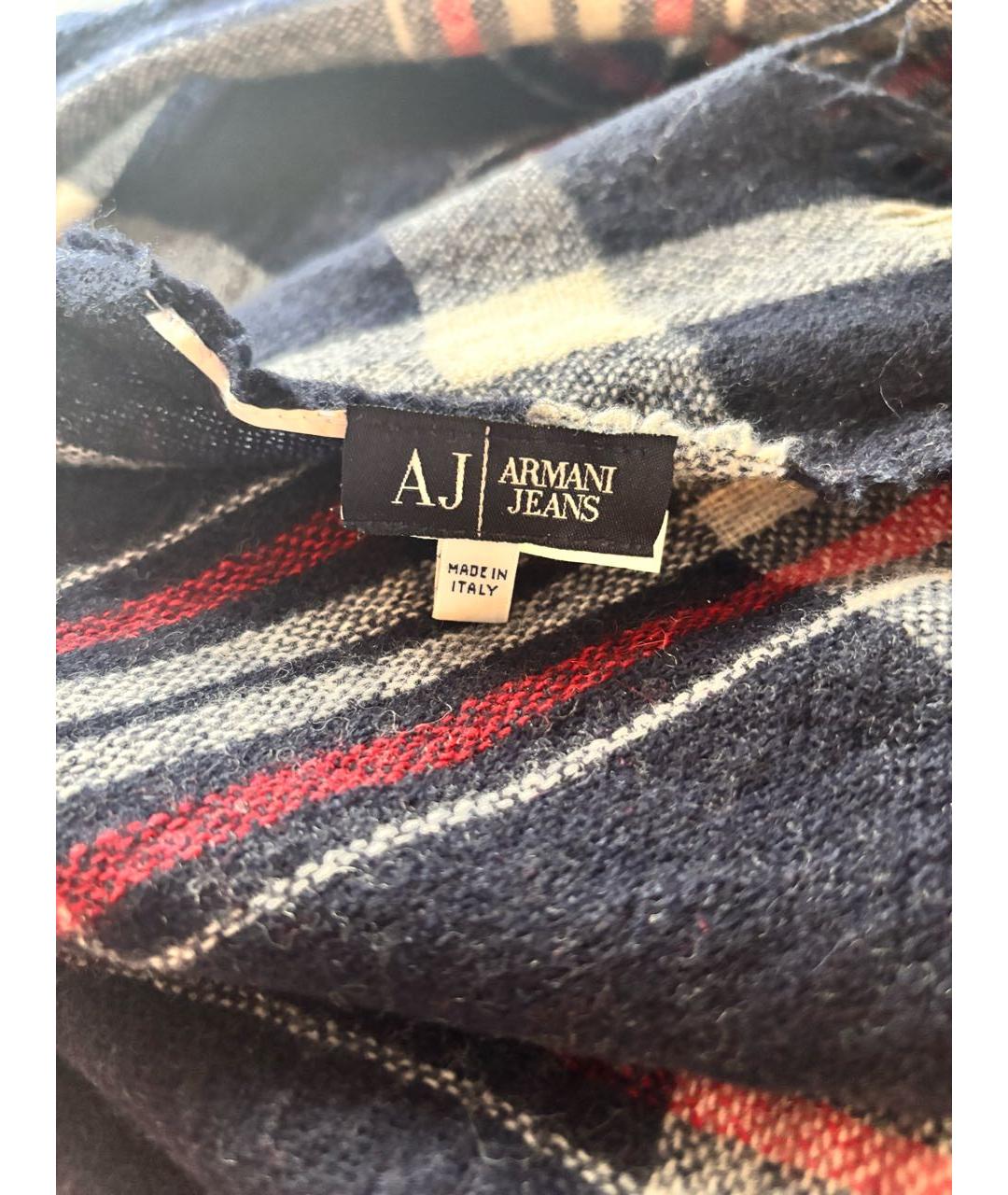 ARMANI JEANS Темно-синий шерстяной шарф, фото 3