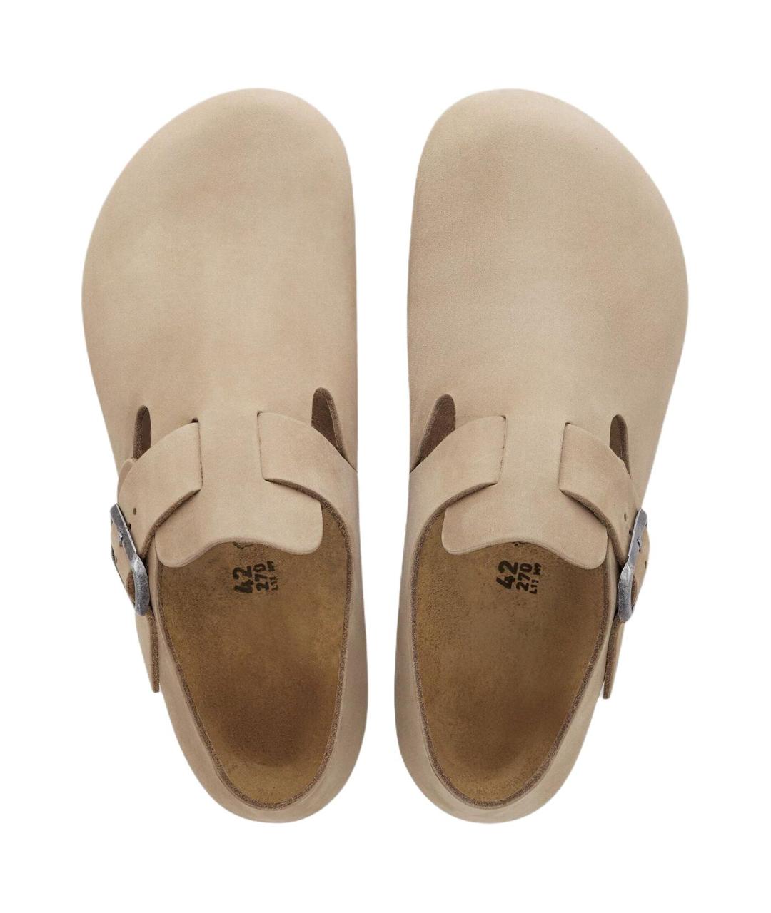 BIRKENSTOCK Бежевые нубуковые сабо, фото 4