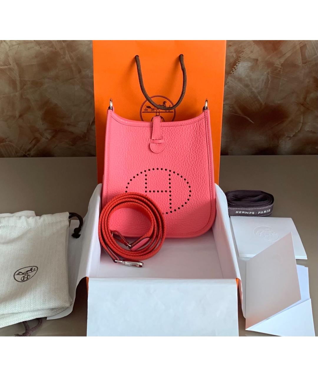 HERMES Розовая кожаная сумка через плечо, фото 6