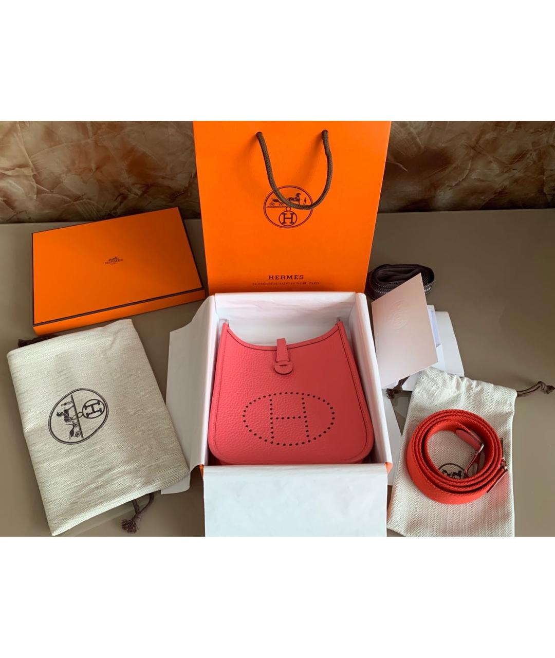 HERMES Розовая кожаная сумка через плечо, фото 7