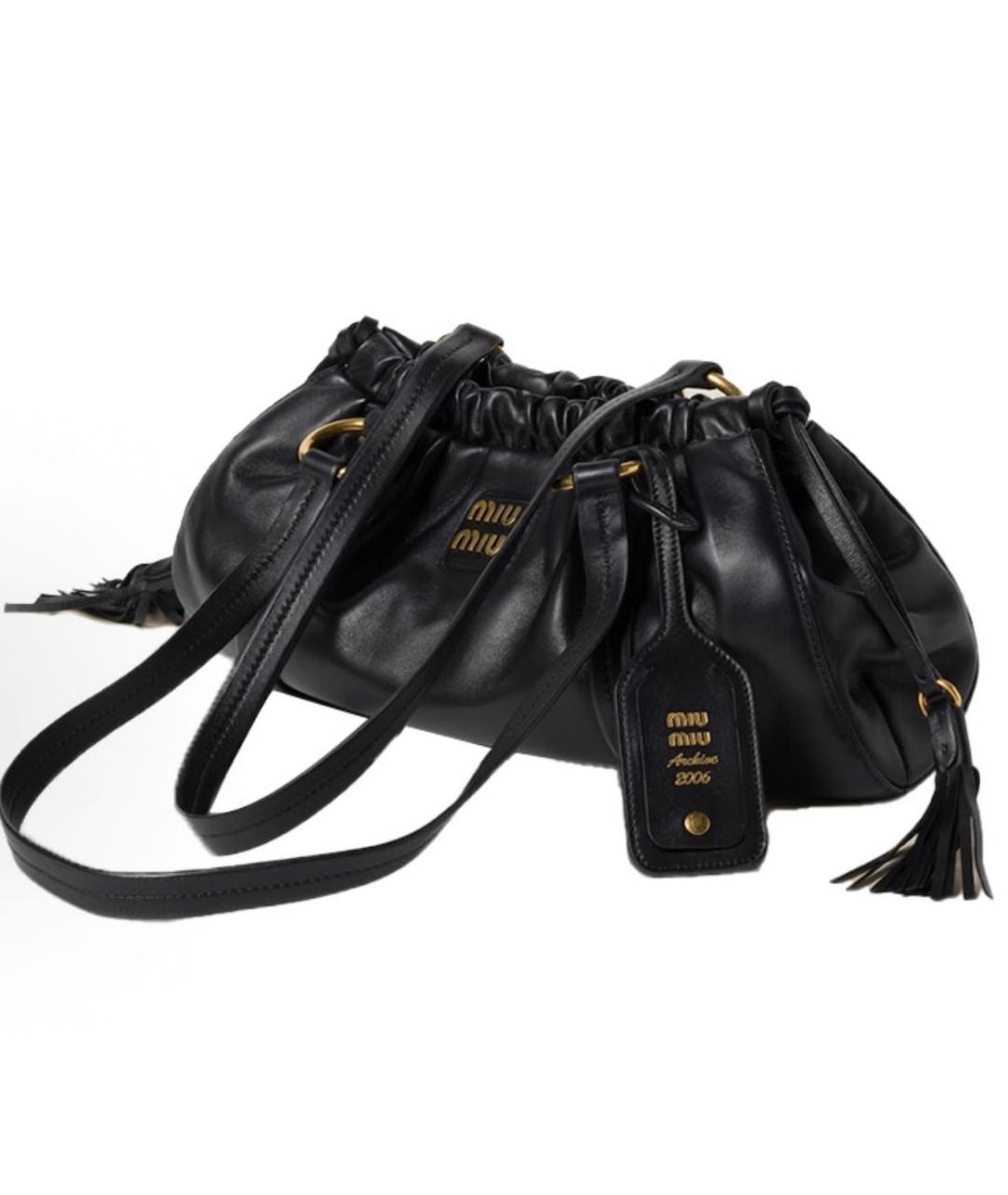 MIU MIU Черная кожаная сумка с короткими ручками, фото 2