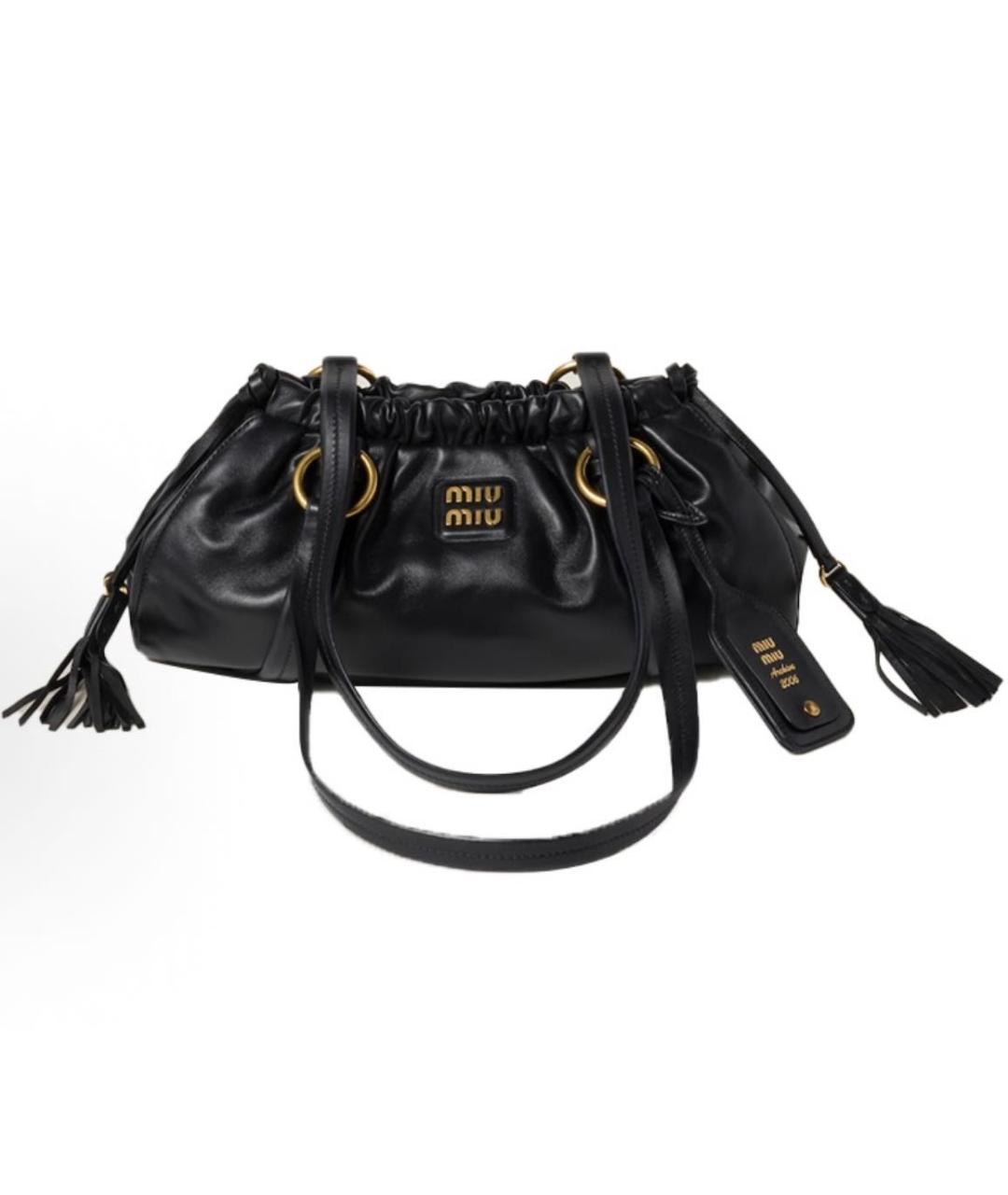 MIU MIU Черная кожаная сумка с короткими ручками, фото 1