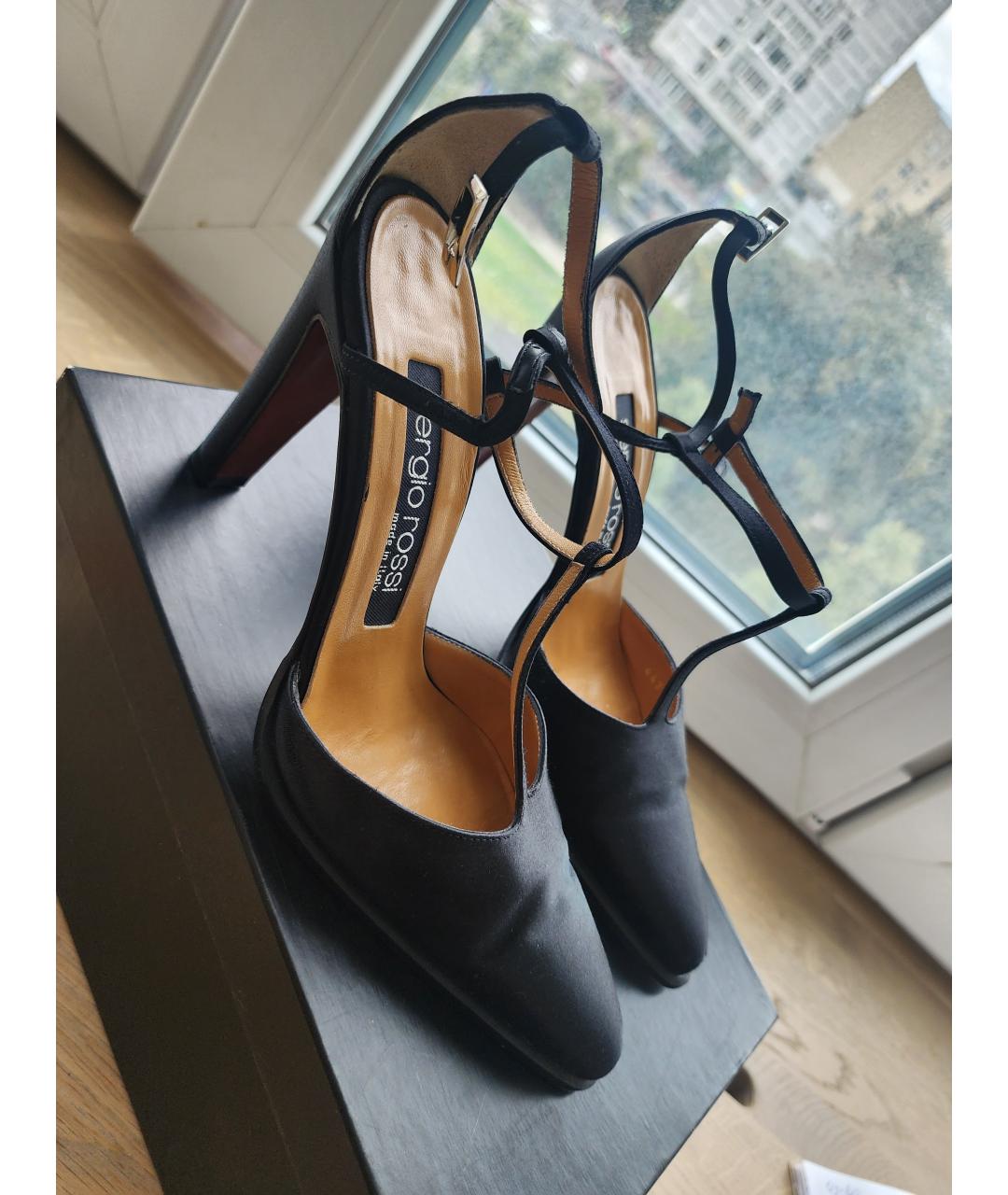 SERGIO ROSSI Черные текстильные туфли, фото 4